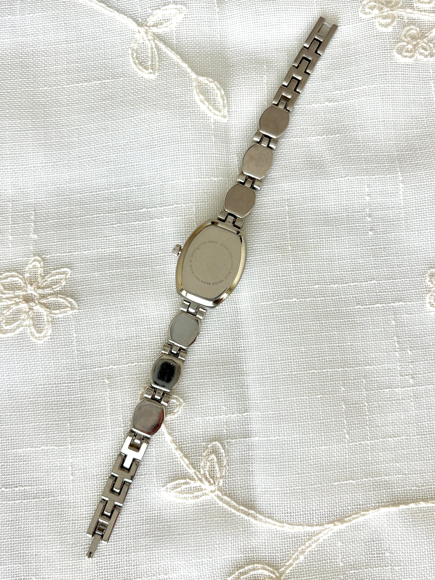 Pink Cat's Eye Band Bell Rose Silver Watch