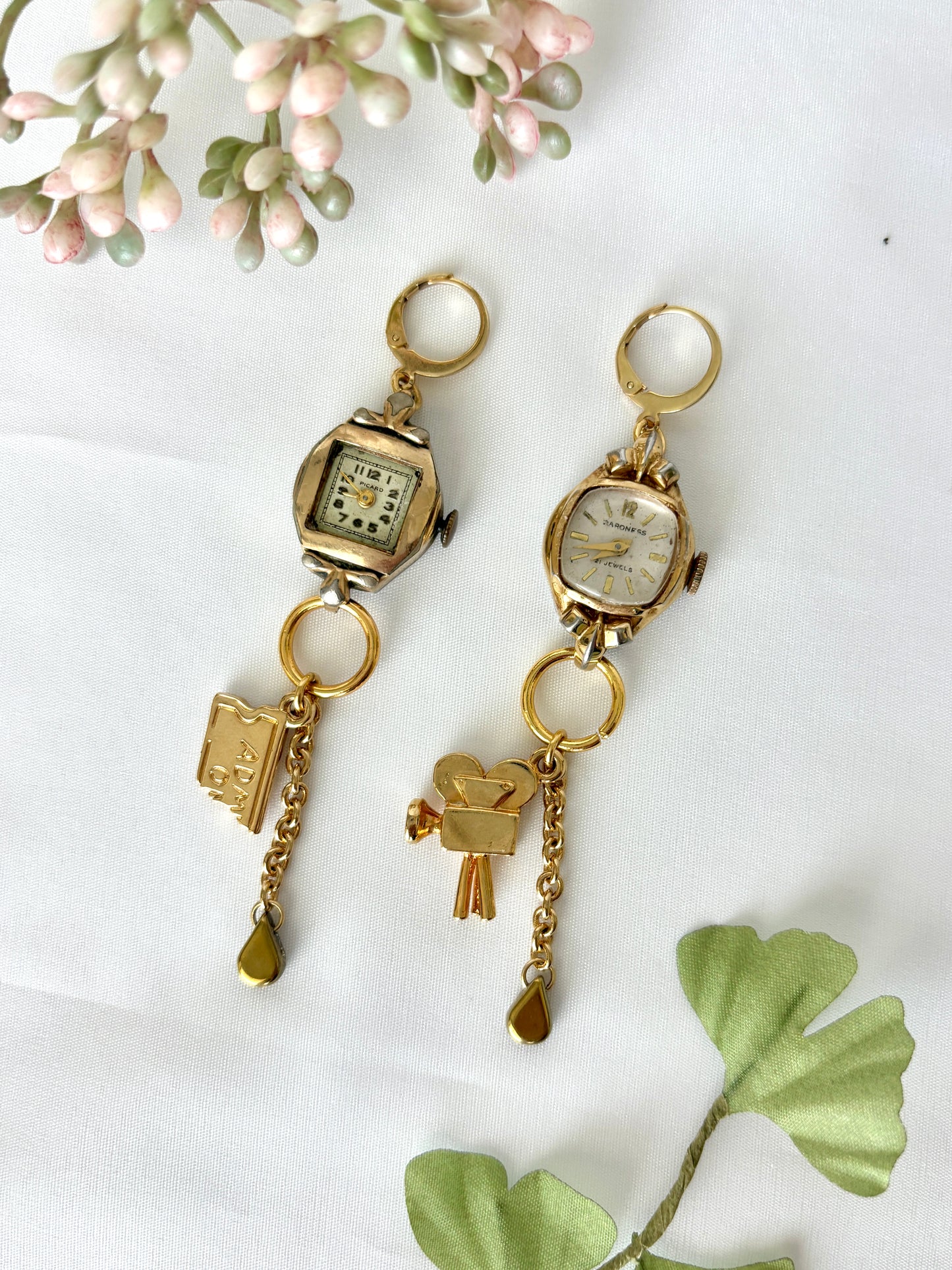 "Double Feature" Watch Earrings