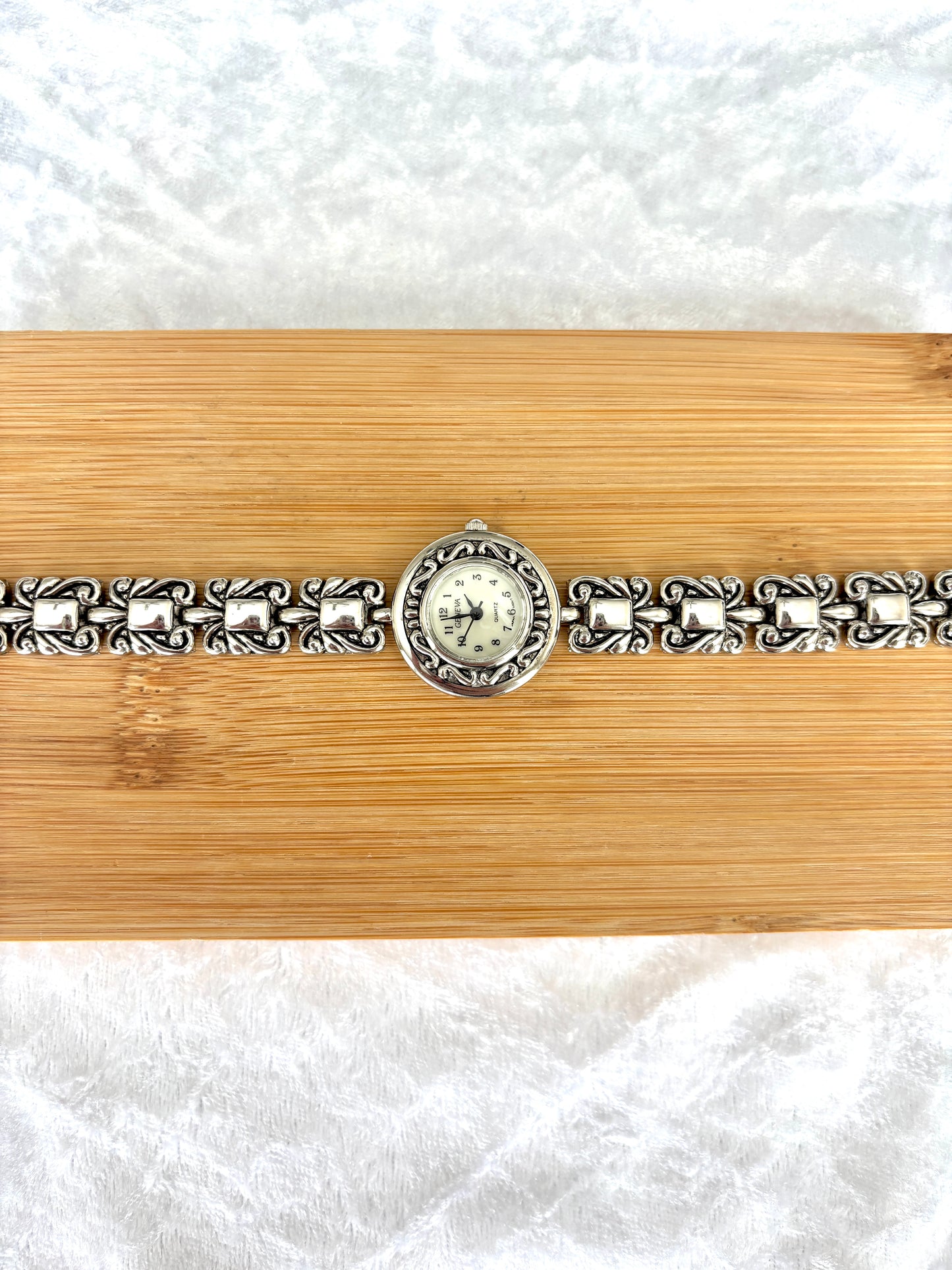 Ornate Silver Watch Choker - Geneva