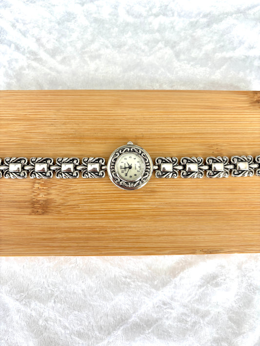 Ornate Silver Watch Choker - Geneva