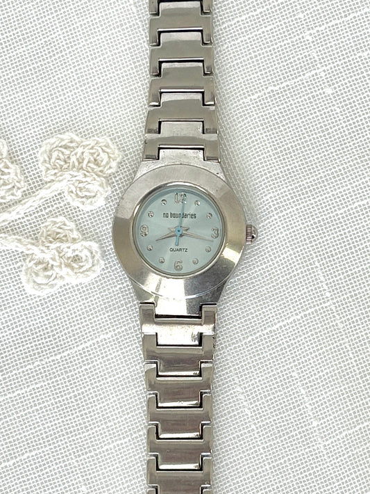 No Boundaries Silver Tone and Light Blue Face Sporty Quartz Watch