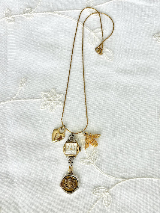 Gold Helbros - Watch Charm Necklace
