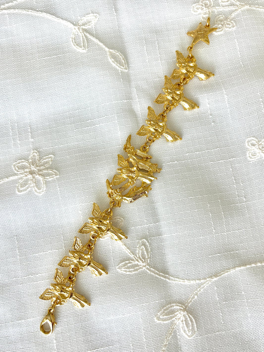 Gold Tone Angels Linked Bracelet