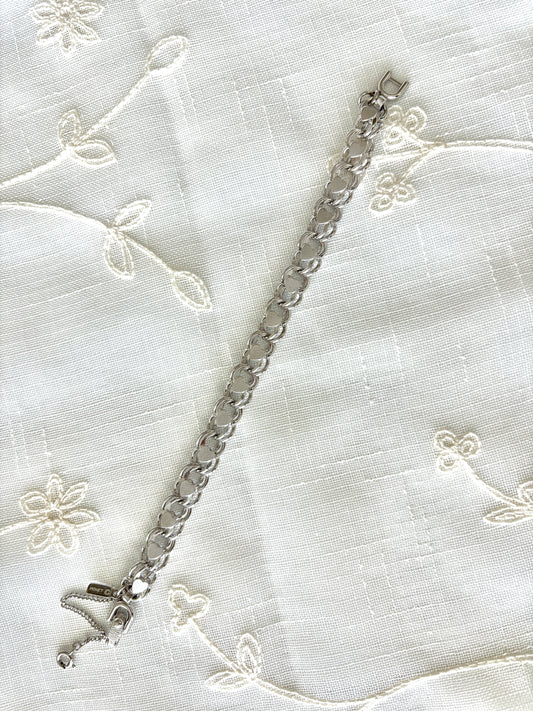 Vintage Monet Silver Double Rolo Heart Bracelet