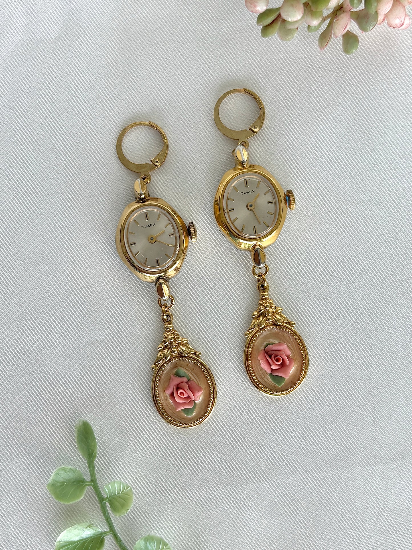 "Rose-ilient" Watch Earrings