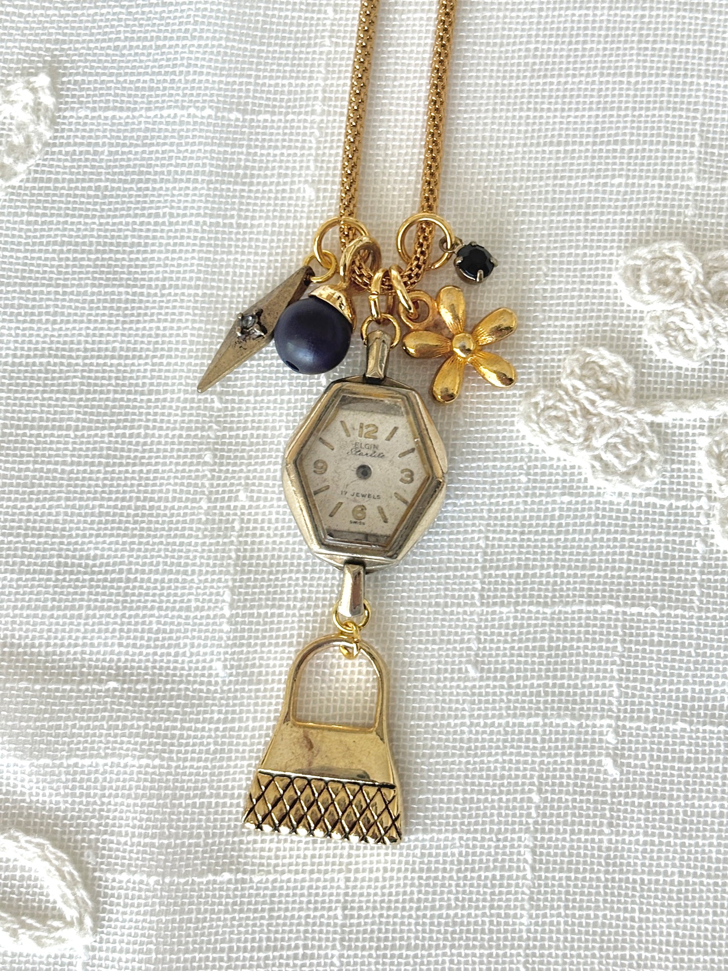 Gold Elgin - Watch Charm Necklace