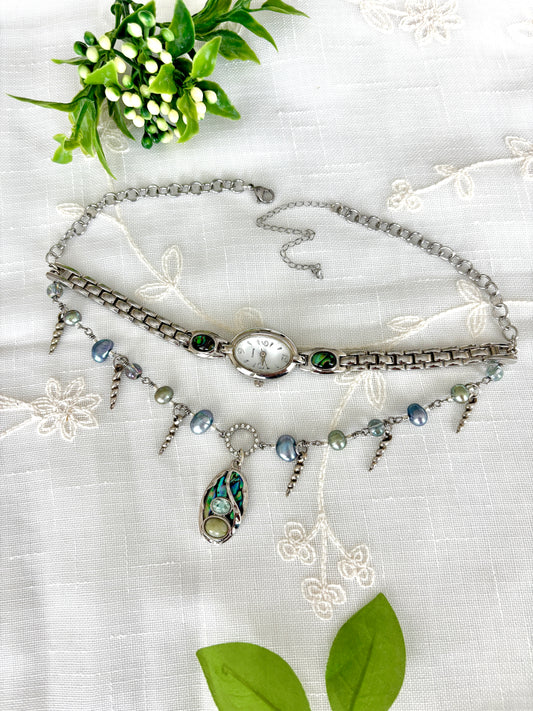 "Leave Me Abalone" Watch Necklace