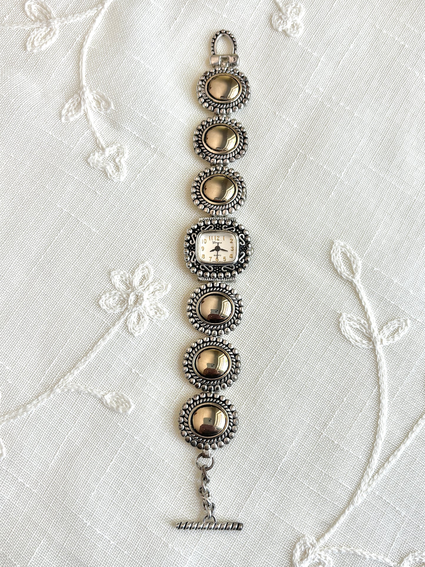 Geneva Dual Tone Oval Watch Bracelet