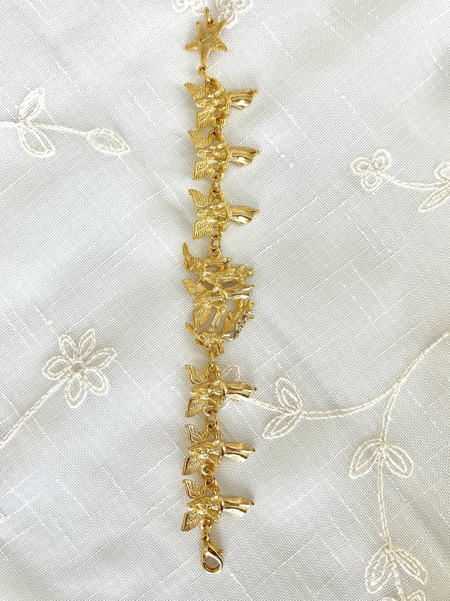 Gold Tone Angels Linked Bracelet