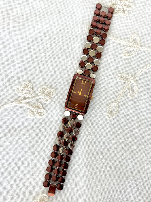 Valleta Two Tone Brown Modular/Circular “Mesh” Band Watch