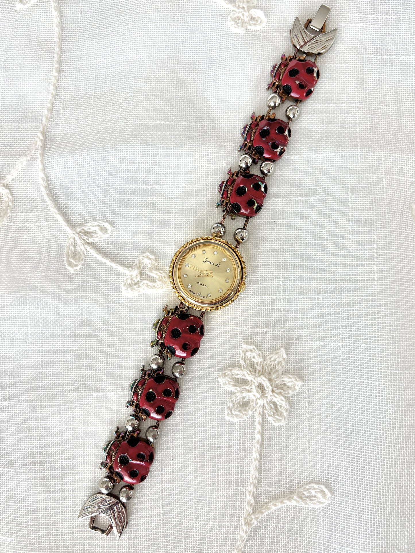 Jennie B Lady Bug Slider Charm Watch