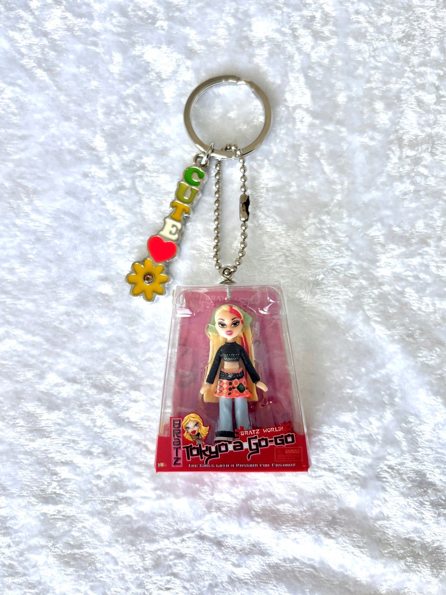 Bratz “Tokyo A Go-Go” Charmed Keychain - Cloe w/ Vintage Enamel “Cute” Charm