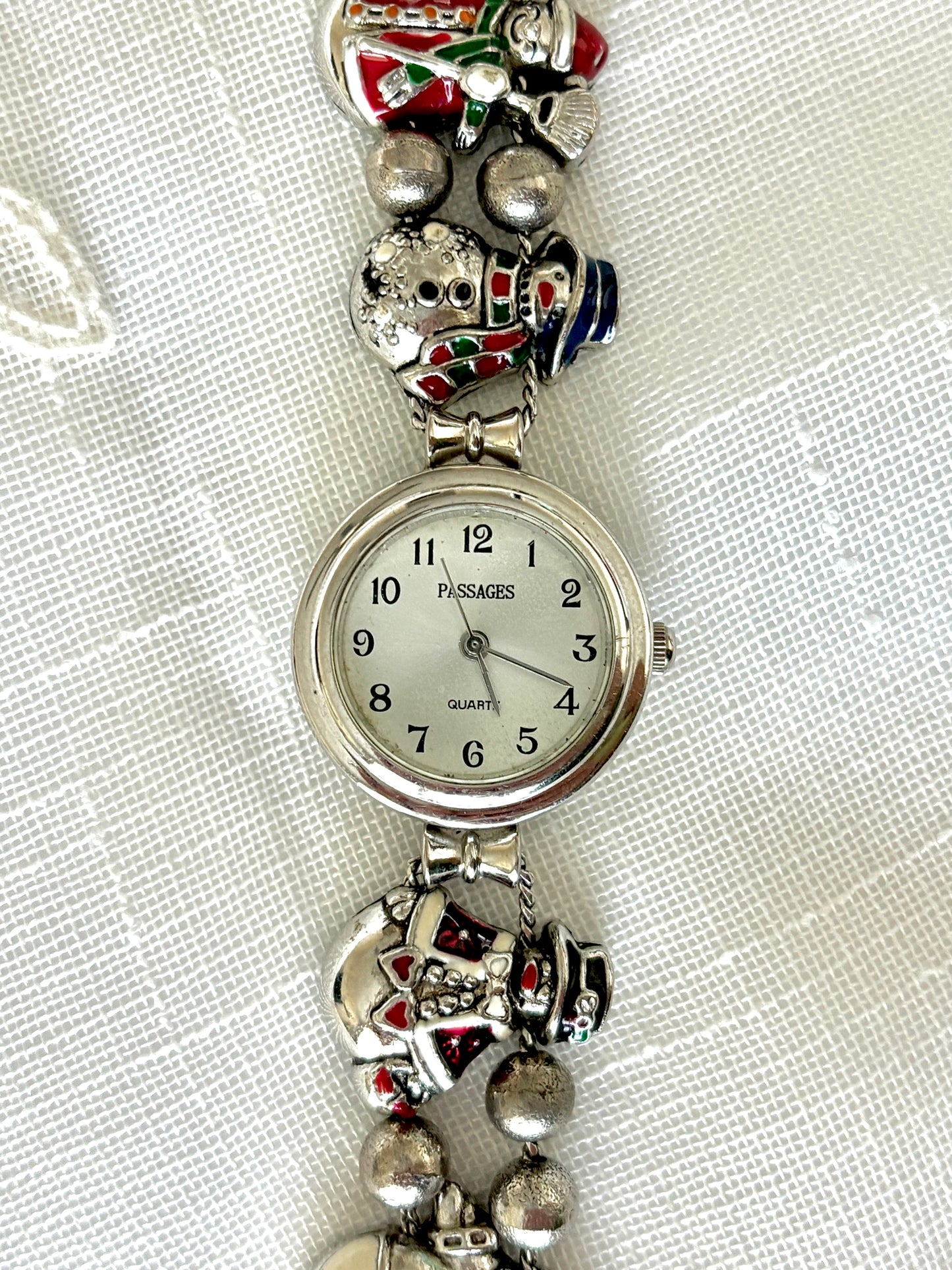 Enamel Christmas Snowmen Passages Slider Charm Watch