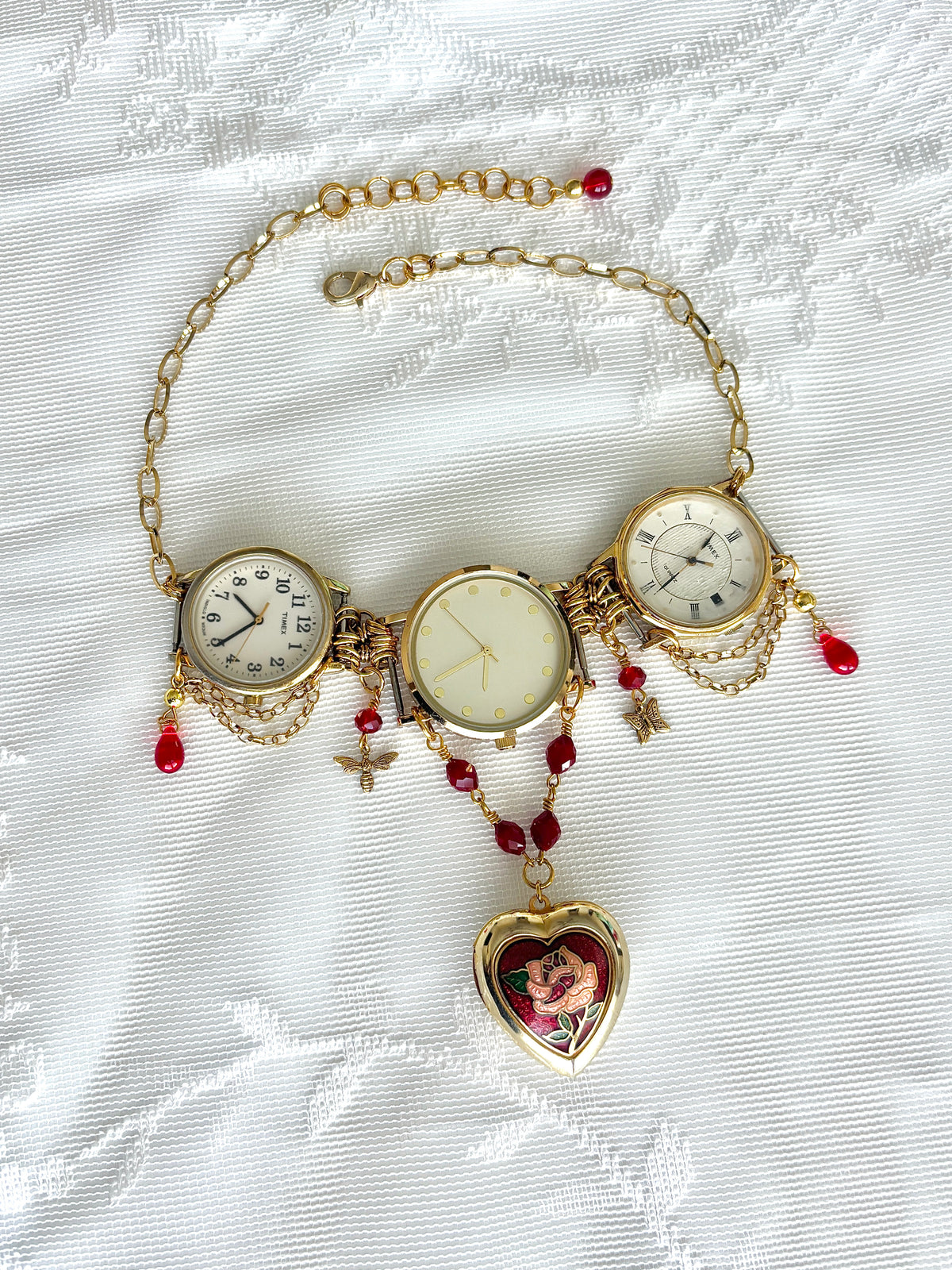 "Third Time's A Rose” Watch Necklace