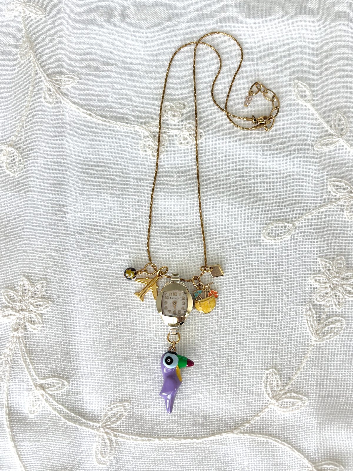 Gold Cameron - Watch Charm Necklace