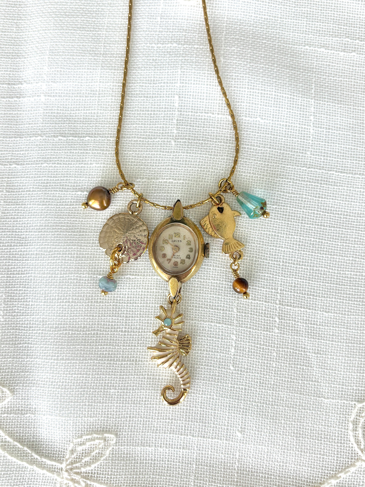 Gold Gruen - Watch Charm Necklace