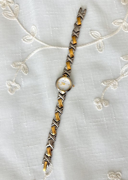 Bulova Mixed Metal Cross Over Band Watch