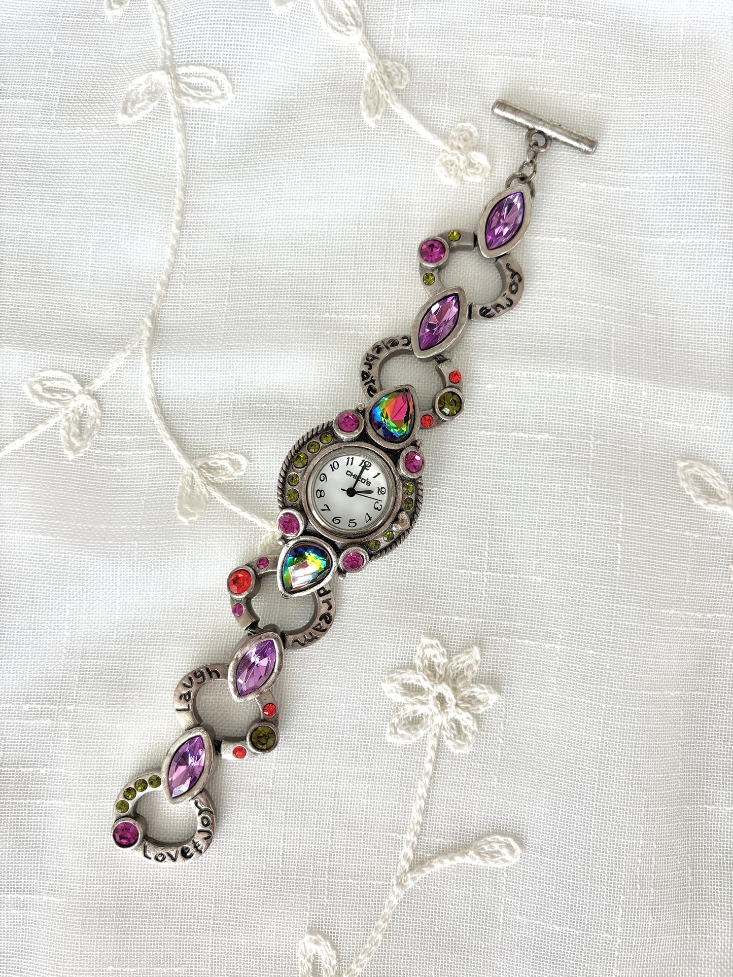 Colorful Rhinestone Chico’s Bracelet Watch