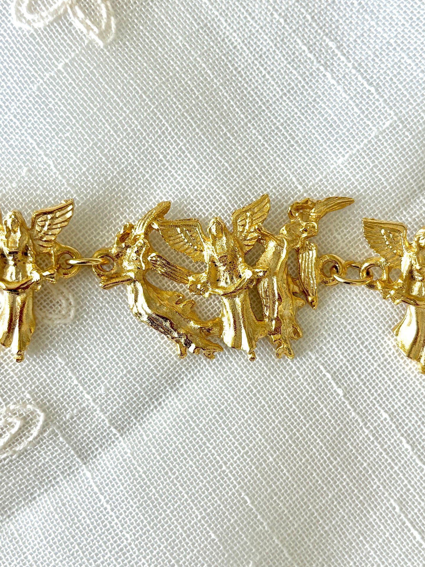 Gold Tone Angels Linked Bracelet