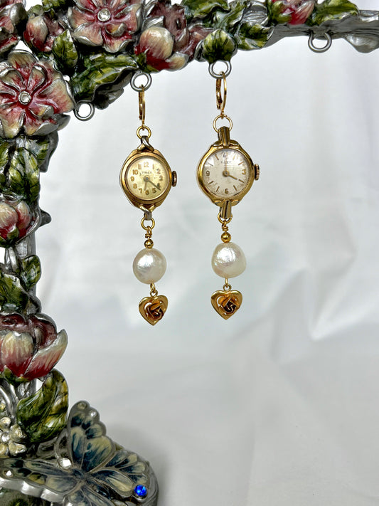 "Rose By Another Name" Watch Earrings