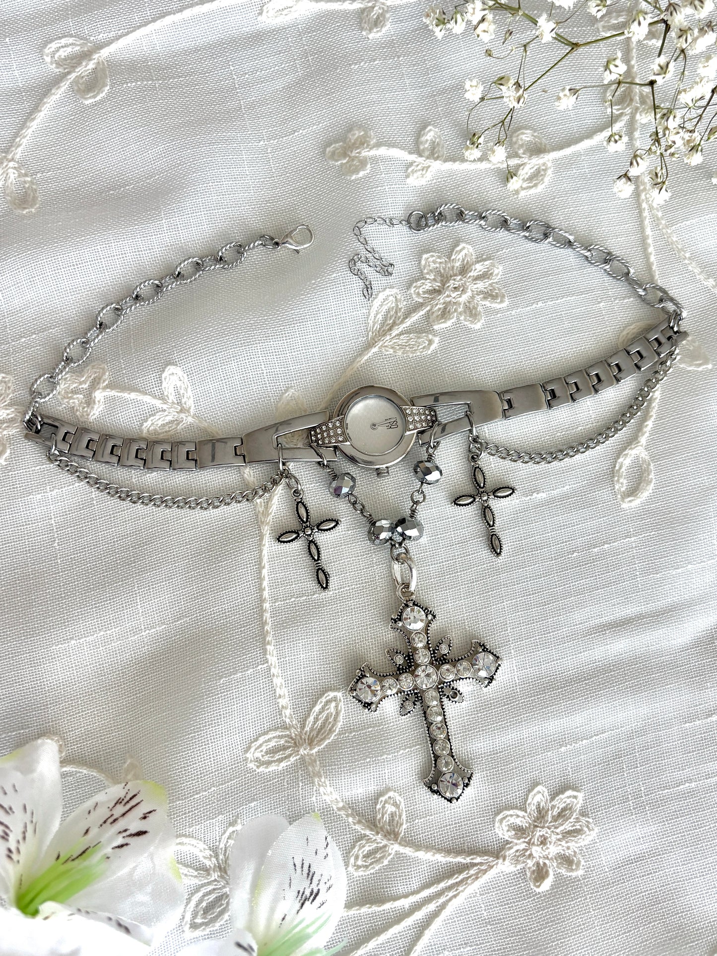 "Silver Salvation" Watch Necklace