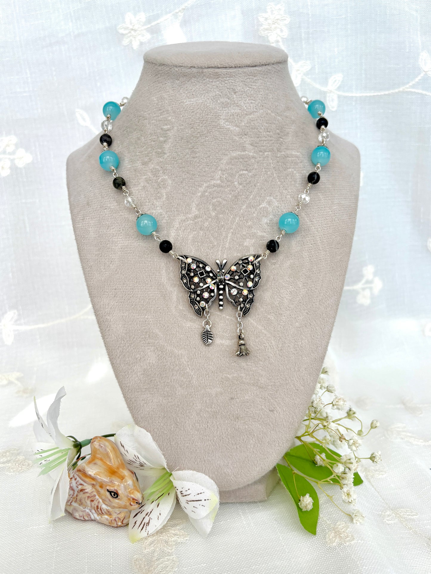 “Powdered Skies” Brooch Necklace