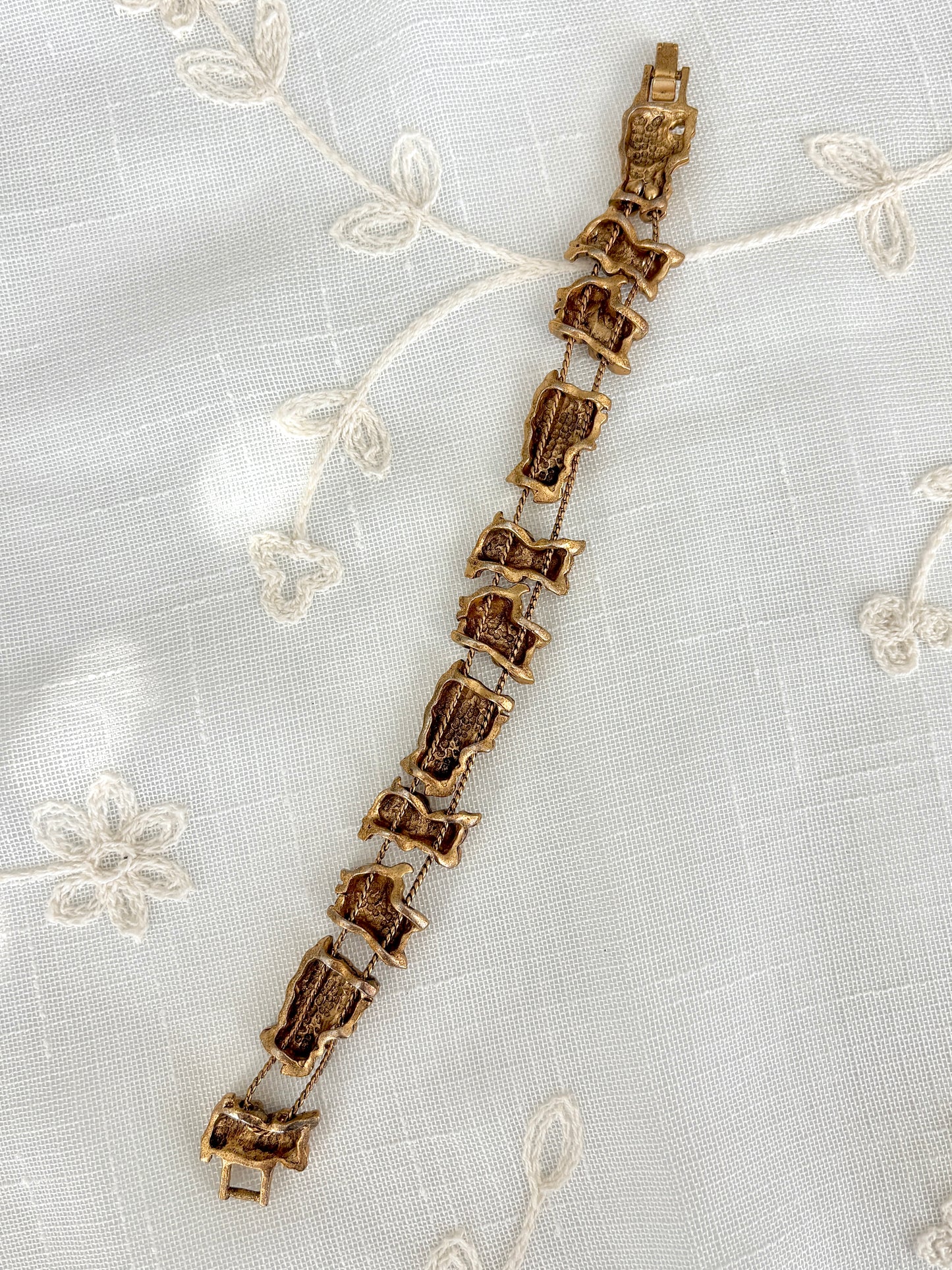 Vintage Piggy Gold Tone Slider Bracelet