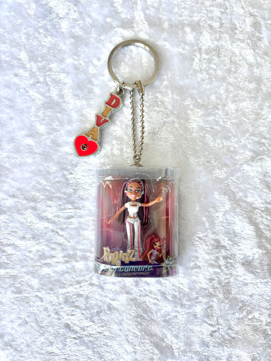 Bratz “Live In Concert” Charmed Keychain - Yasmin w/ Vintage Enamel “Diva” Charm