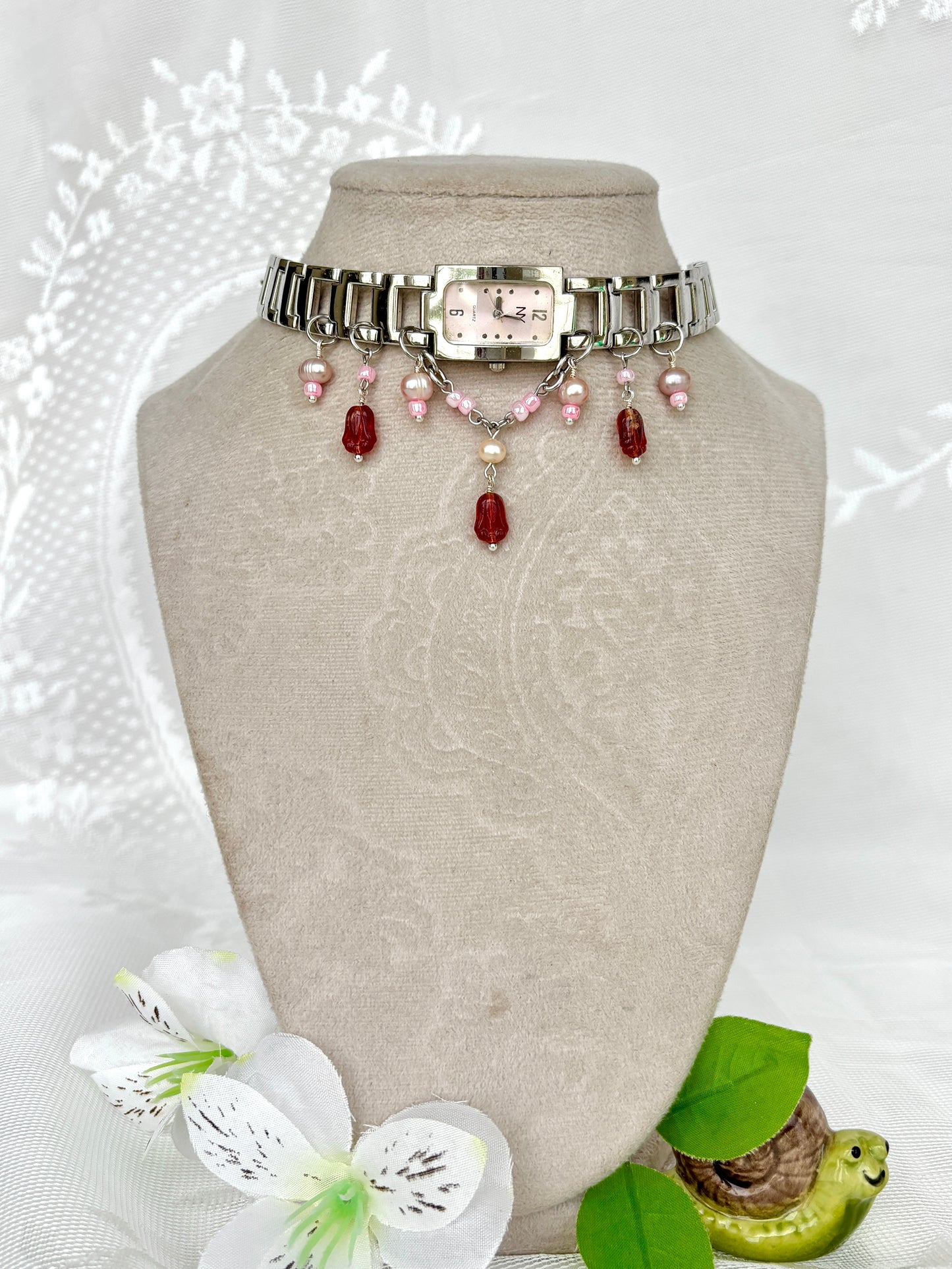 “Rosey Posey” Watch Necklace