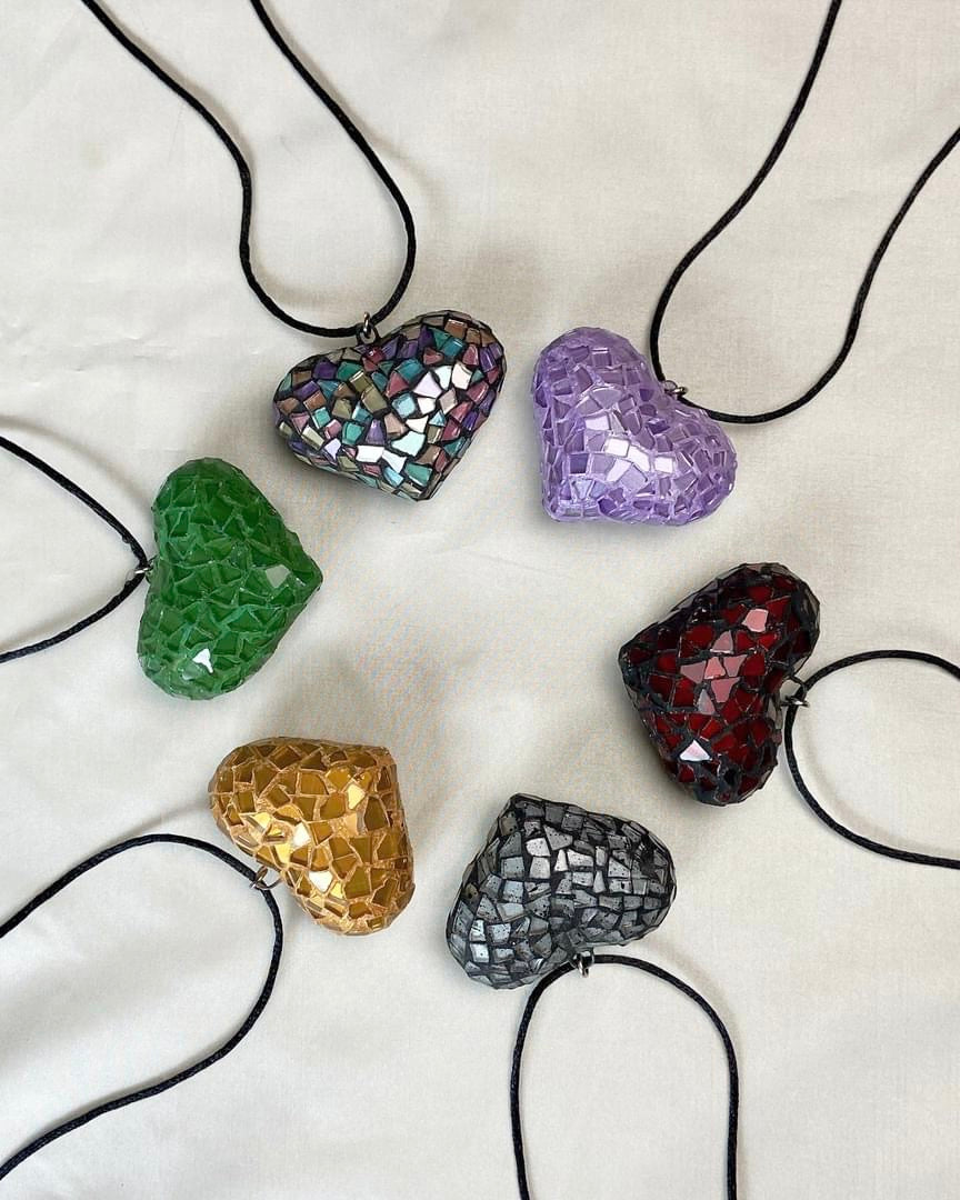 Mosaic Heart Pendant Necklace