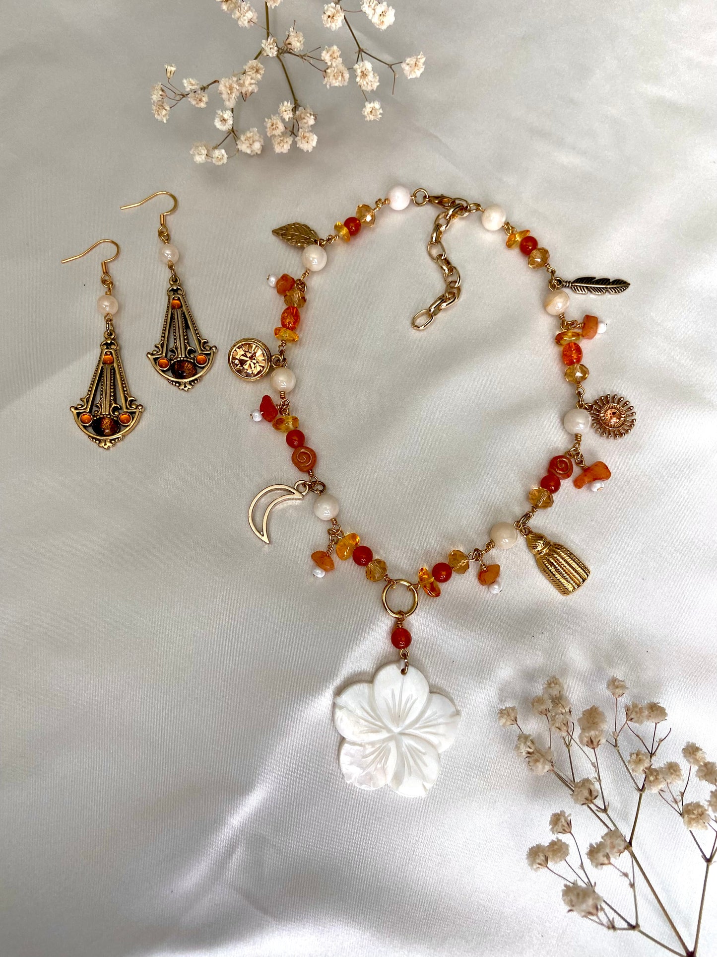 "Gilded Romance" Matching Necklace and Earrings Set