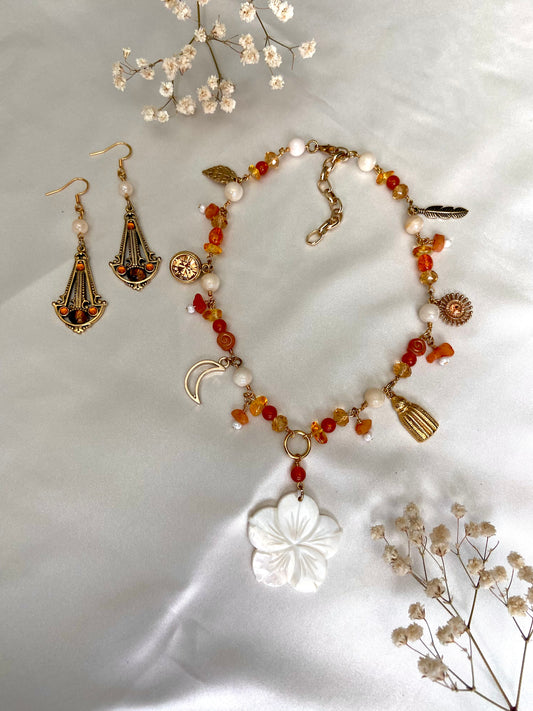 "Gilded Romance" Matching Necklace and Earrings Set