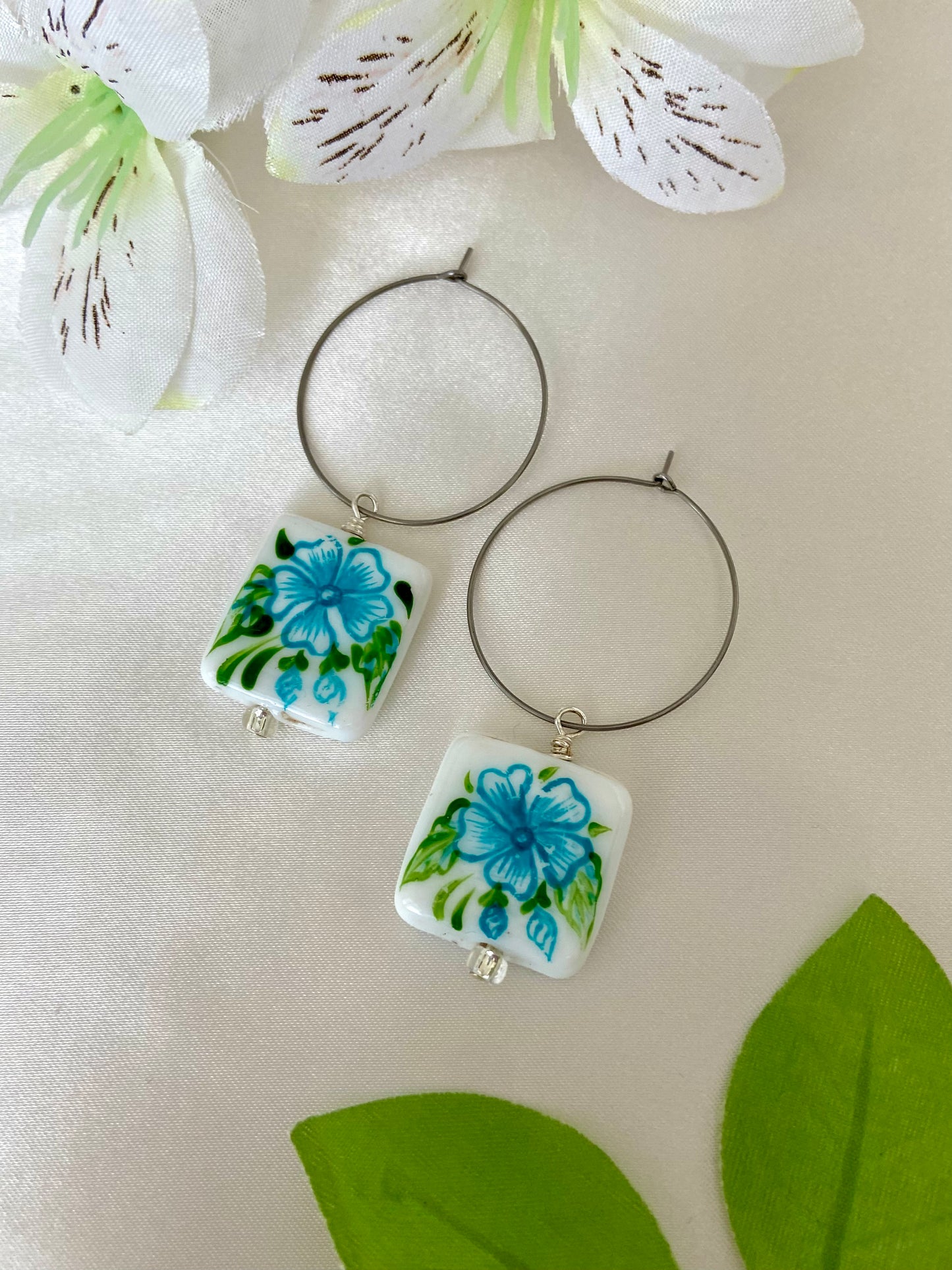 "Painted Tiles" Hoop Earrings