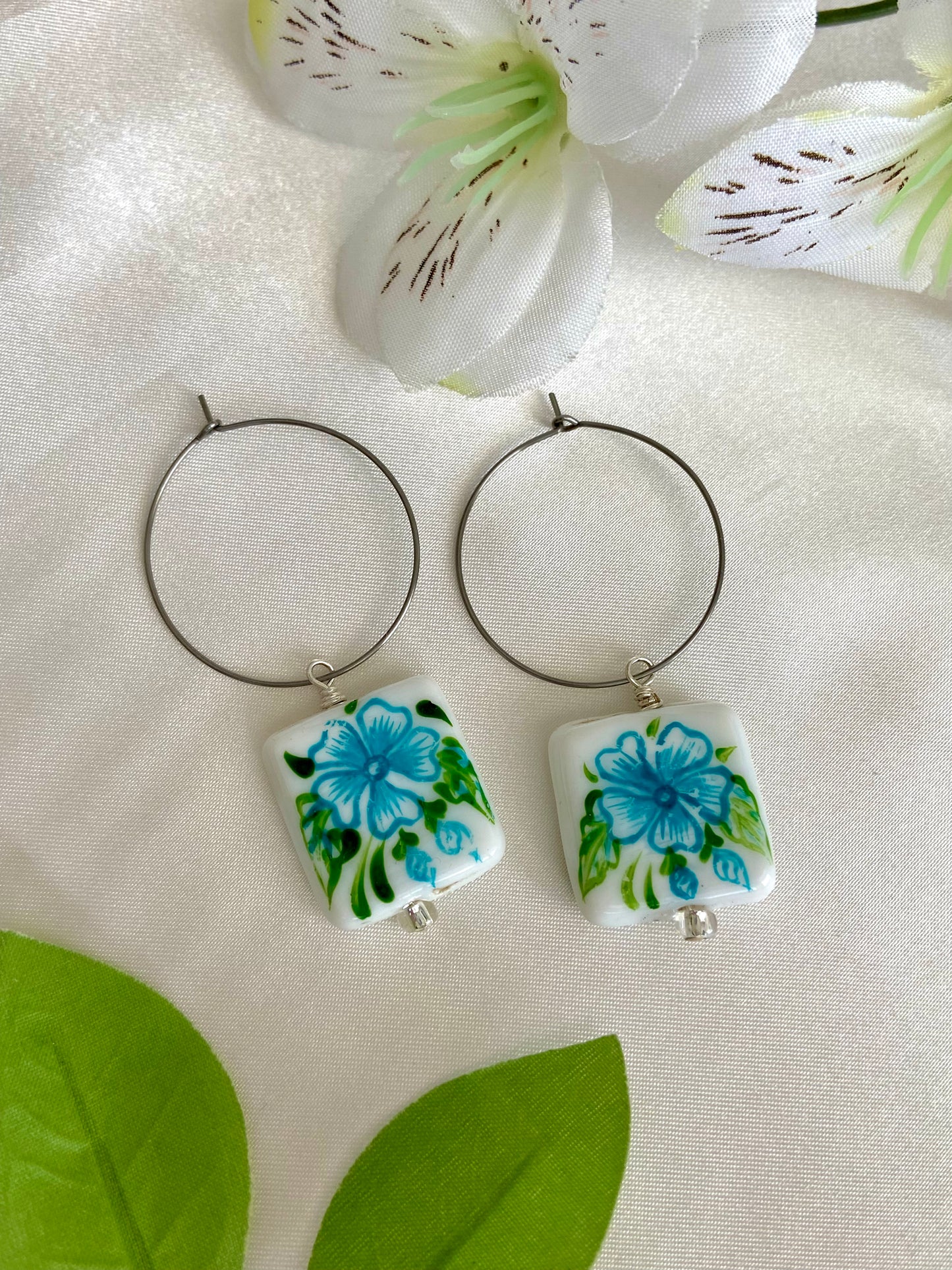 "Painted Tiles" Hoop Earrings