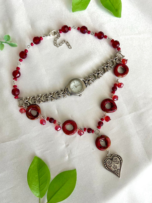 "Red Love Cells" Watch Necklace
