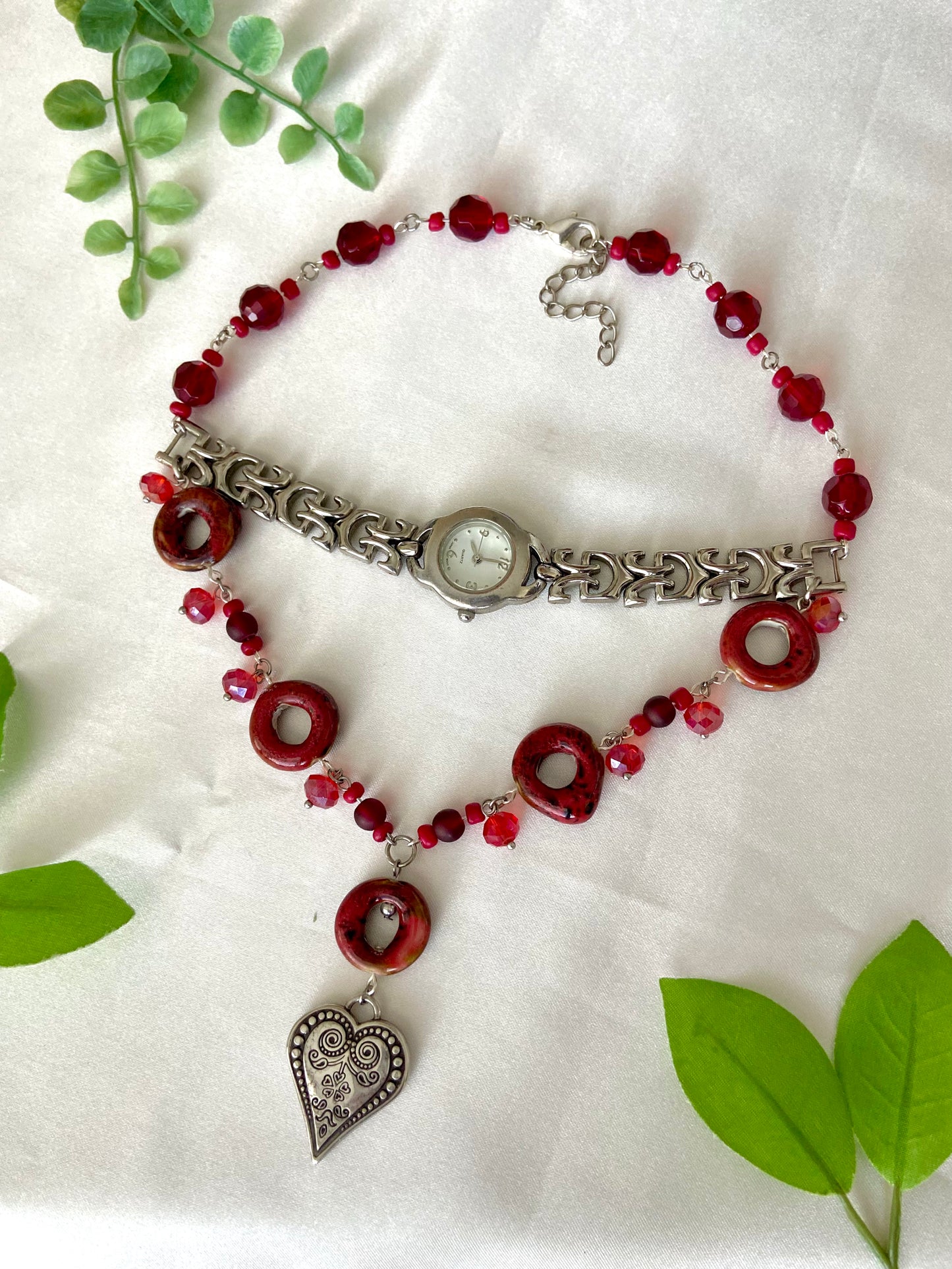 "Red Love Cells" Watch Necklace