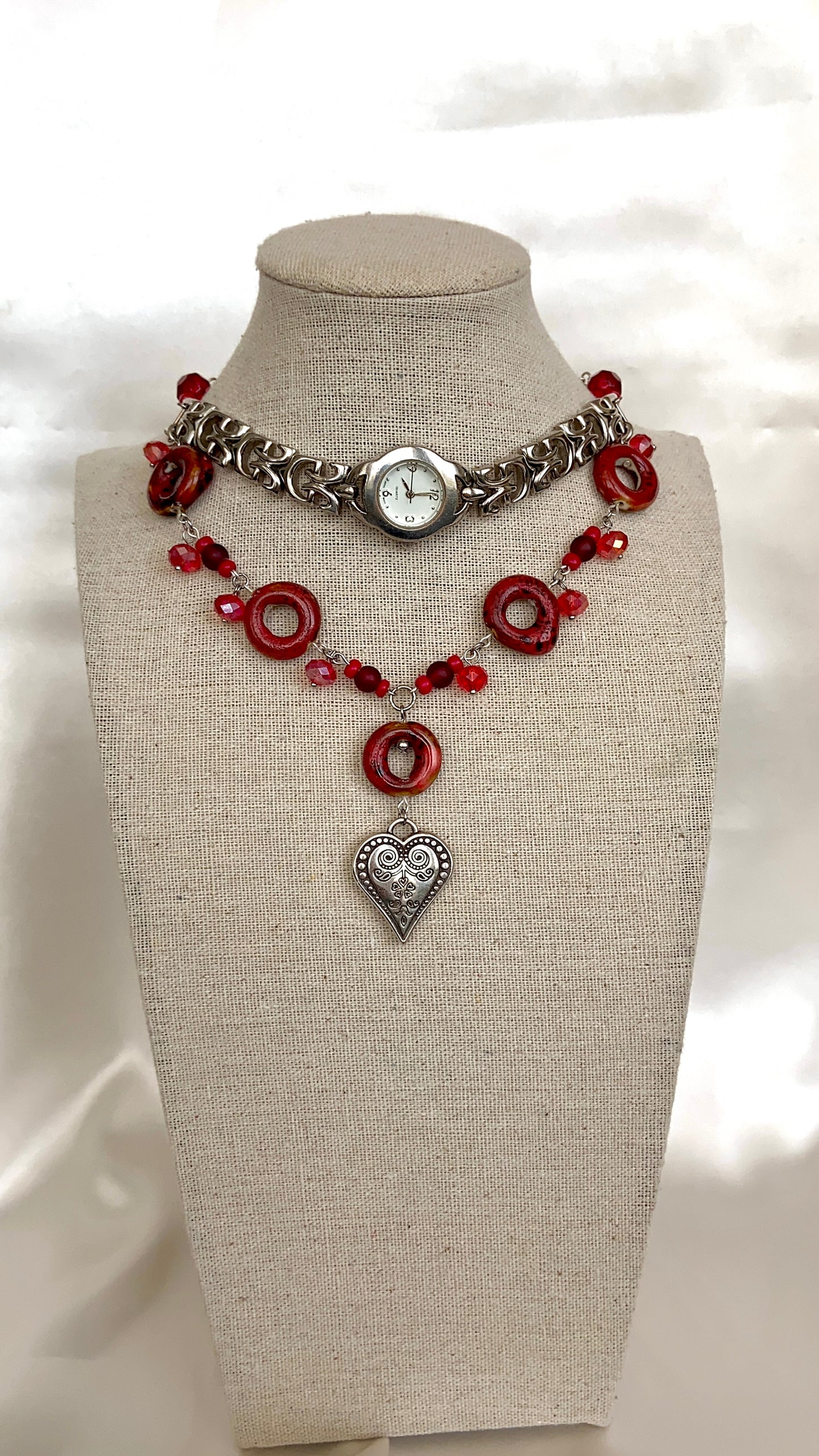 "Red Love Cells" Watch Necklace