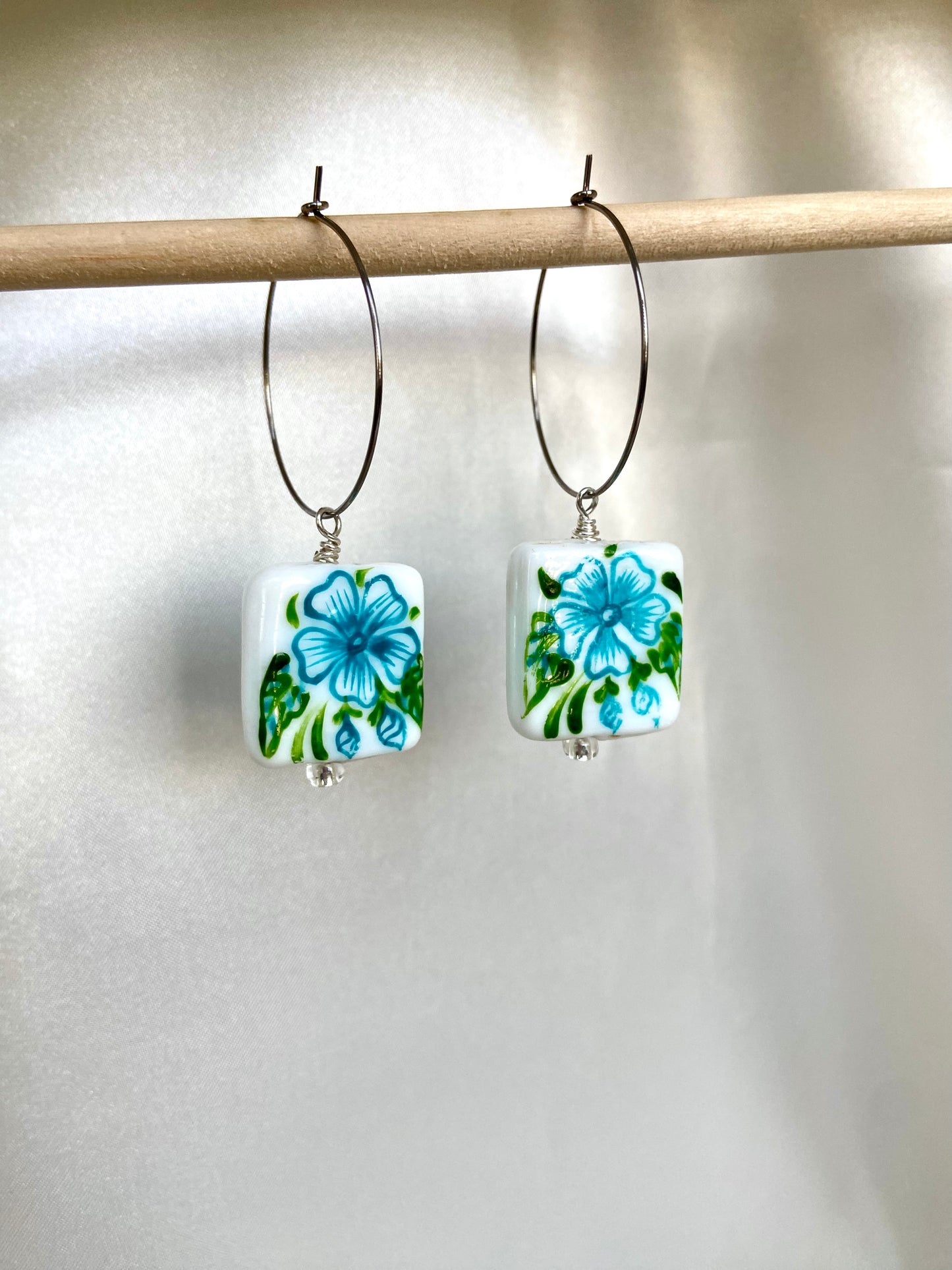 "Painted Tiles" Hoop Earrings