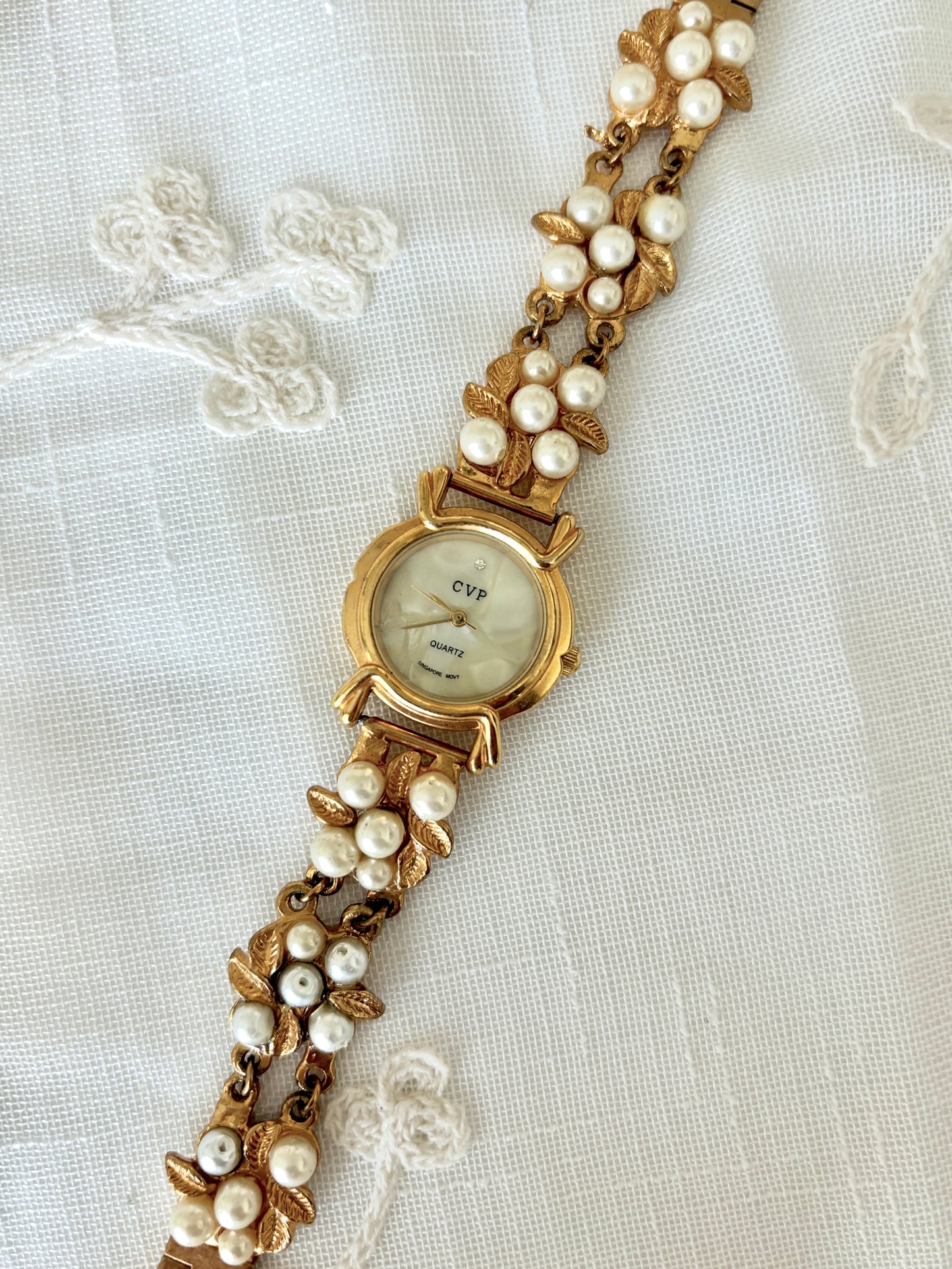 CVP Quartz Ornate Pearl Watch