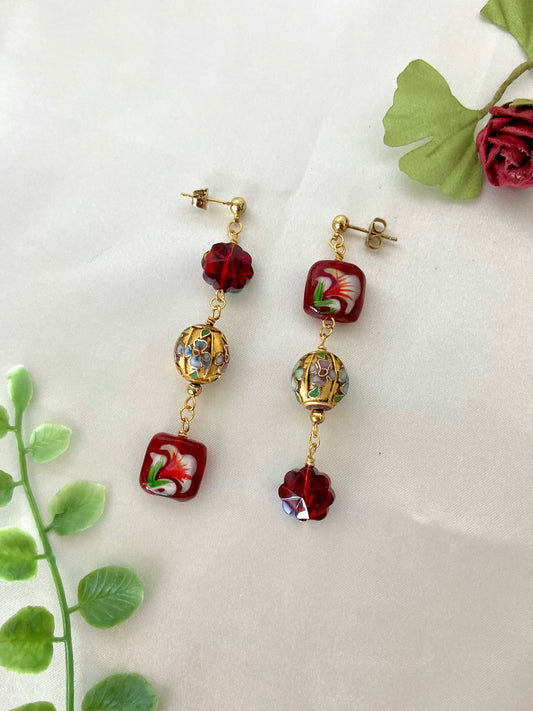 "Crimson Garden" Earrings