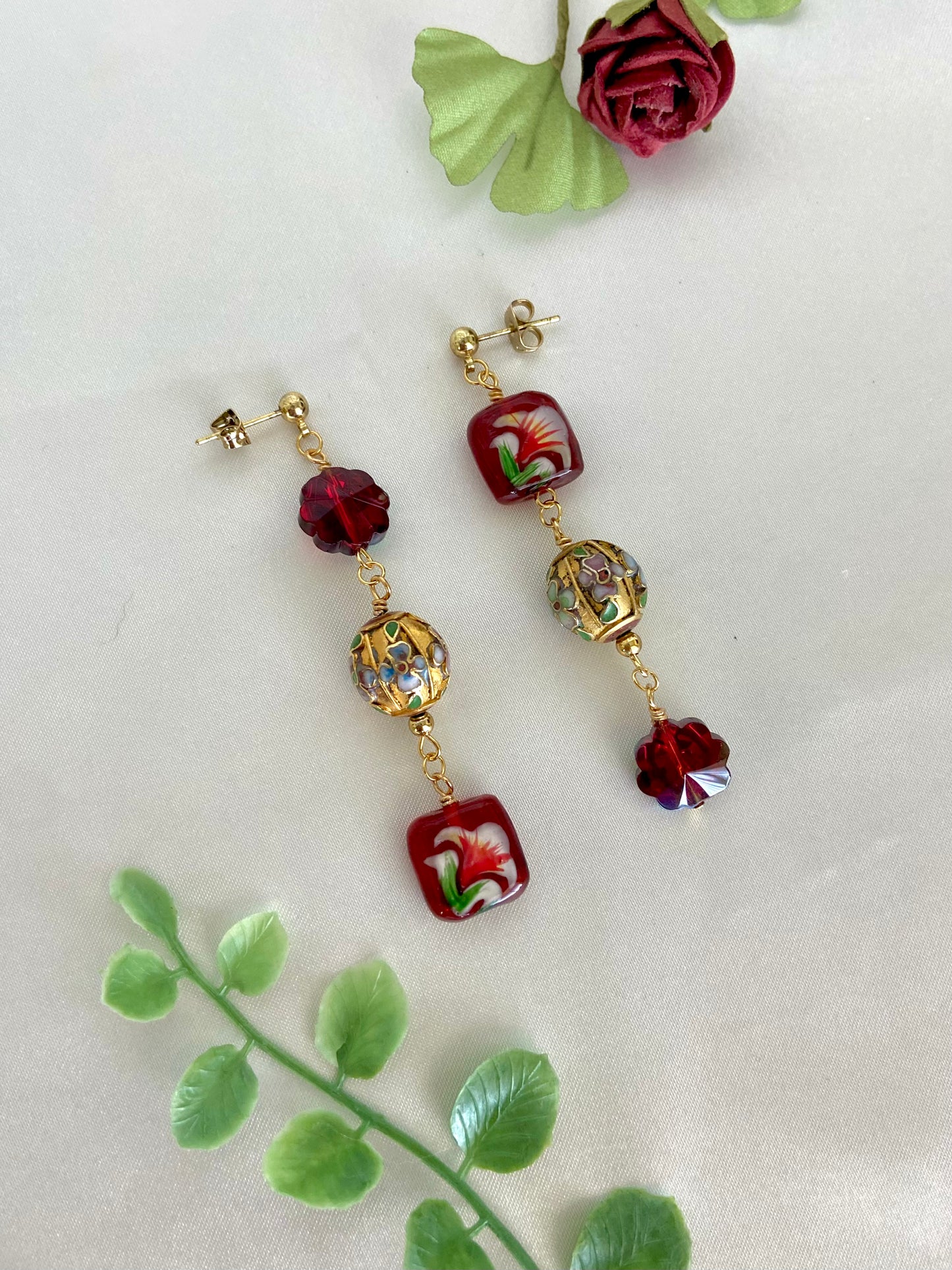 "Crimson Garden" Earrings