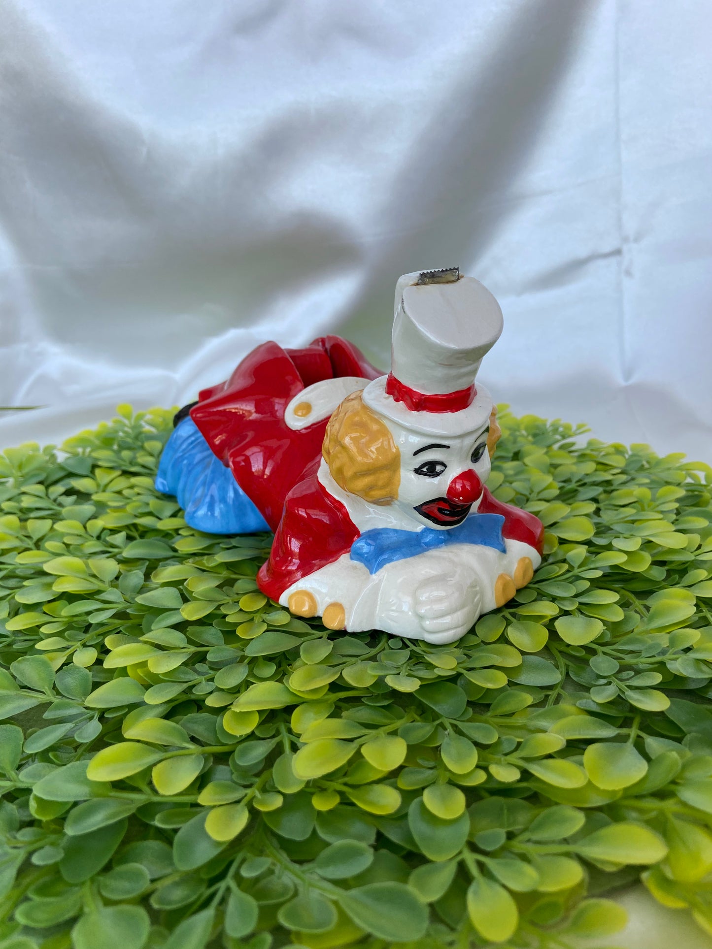 Vintage Hand-painted Ceramic Clown Tape Dispenser